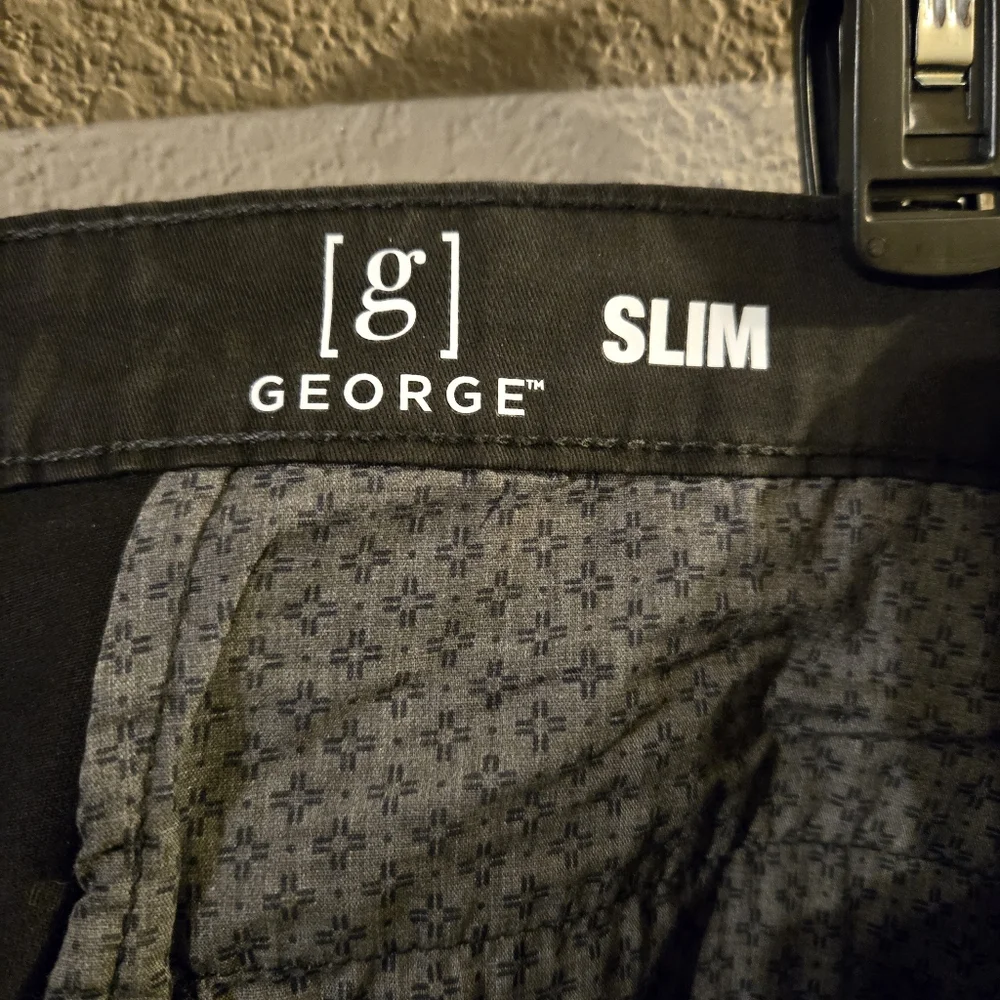 George Mens New Black Casual Chino Slim Dress Pants 40 X 30